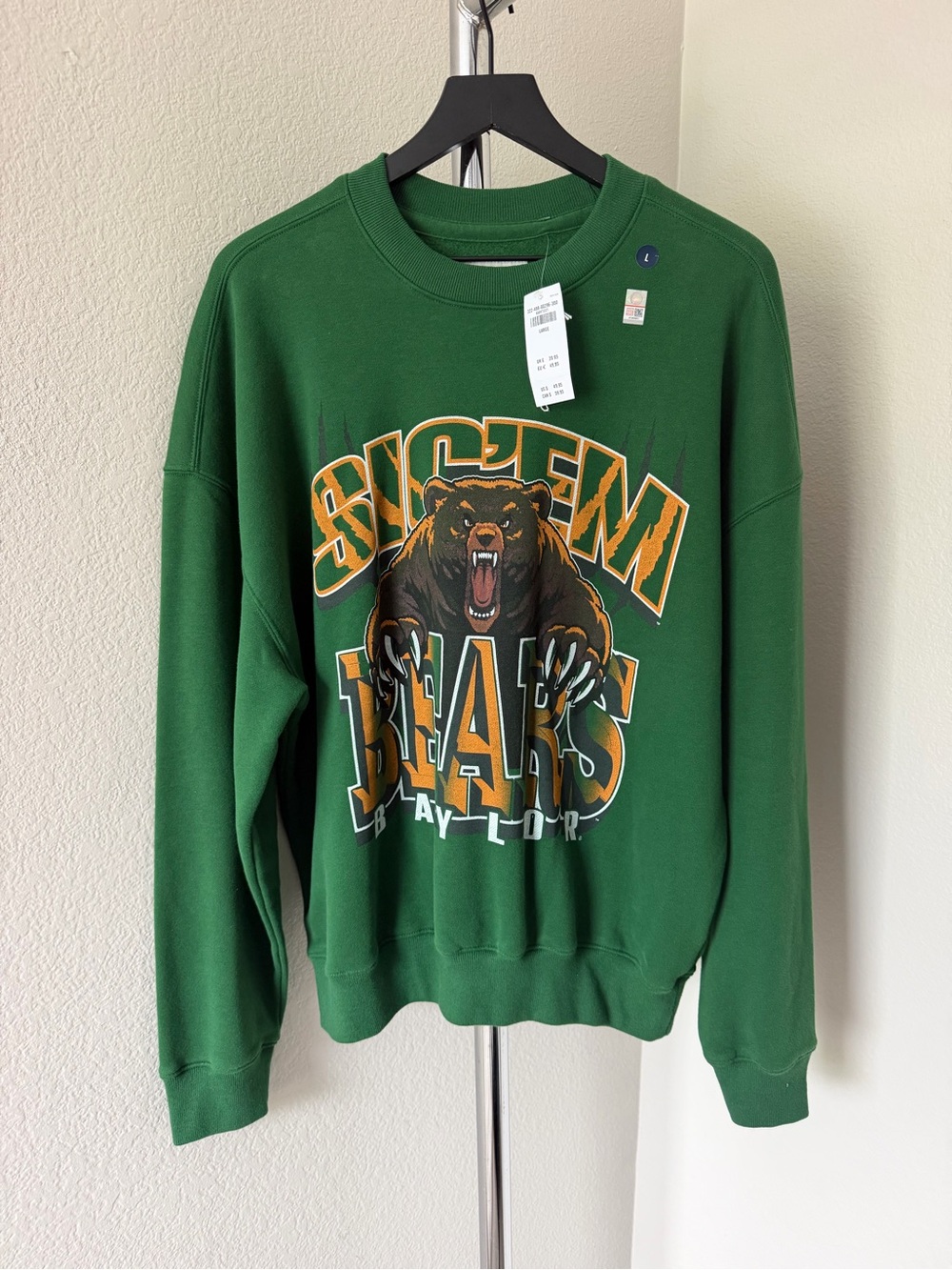 Hollister Baylor Bears Green Graphic Crewneck Sweatshirt